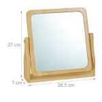 Oglinda cosmetica, rotire 360°, cadru din bambus,  27 x 26,5 x 7 cm - imagine 4