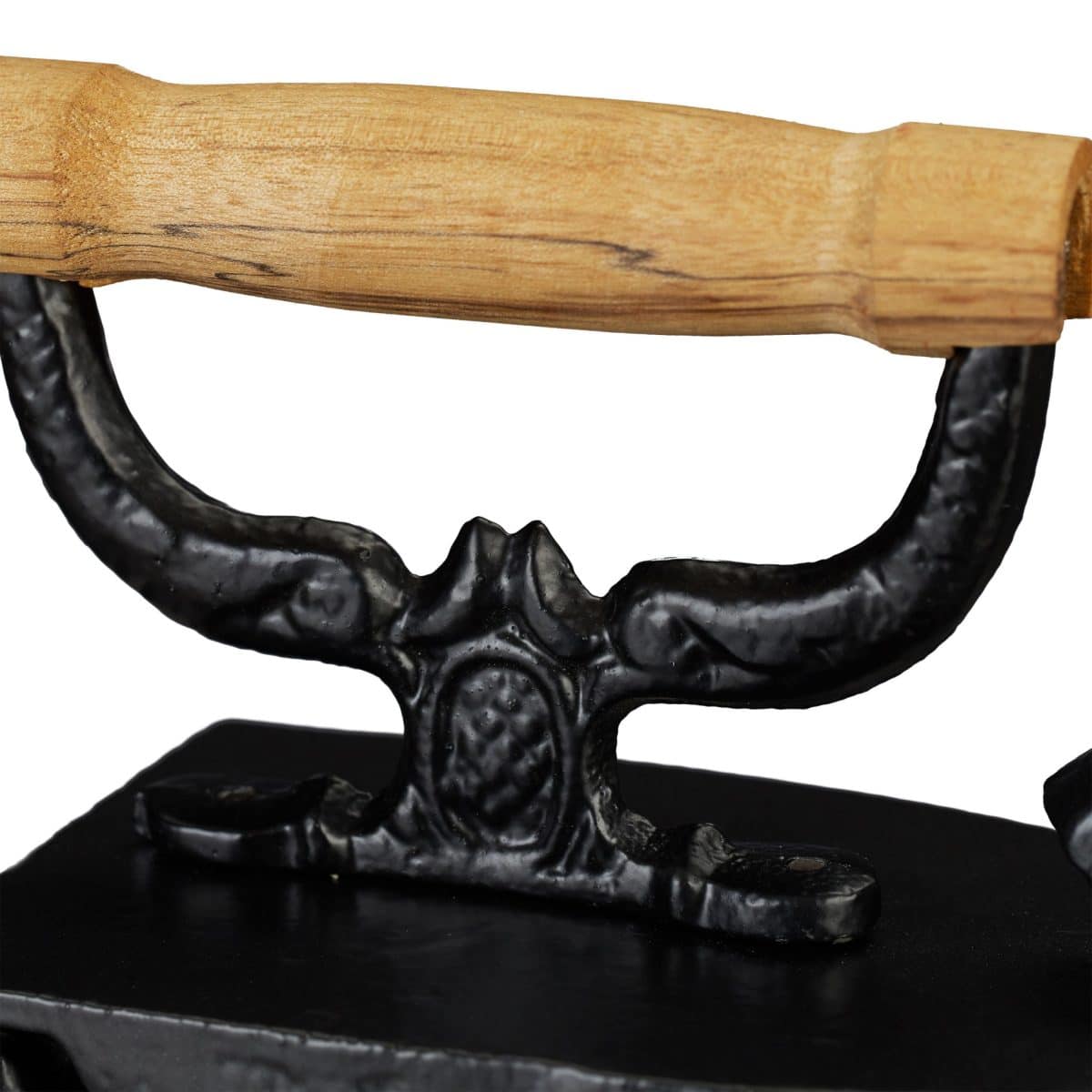 Fier de calcat decorativ, antic, din fonta si maner din lemn, 18 x 19 x 9 cm - imagine 8