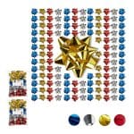 Set fundite pentru cadouri, autoadezive, 300 bucati, albastru/rosu/auriu/argintiu