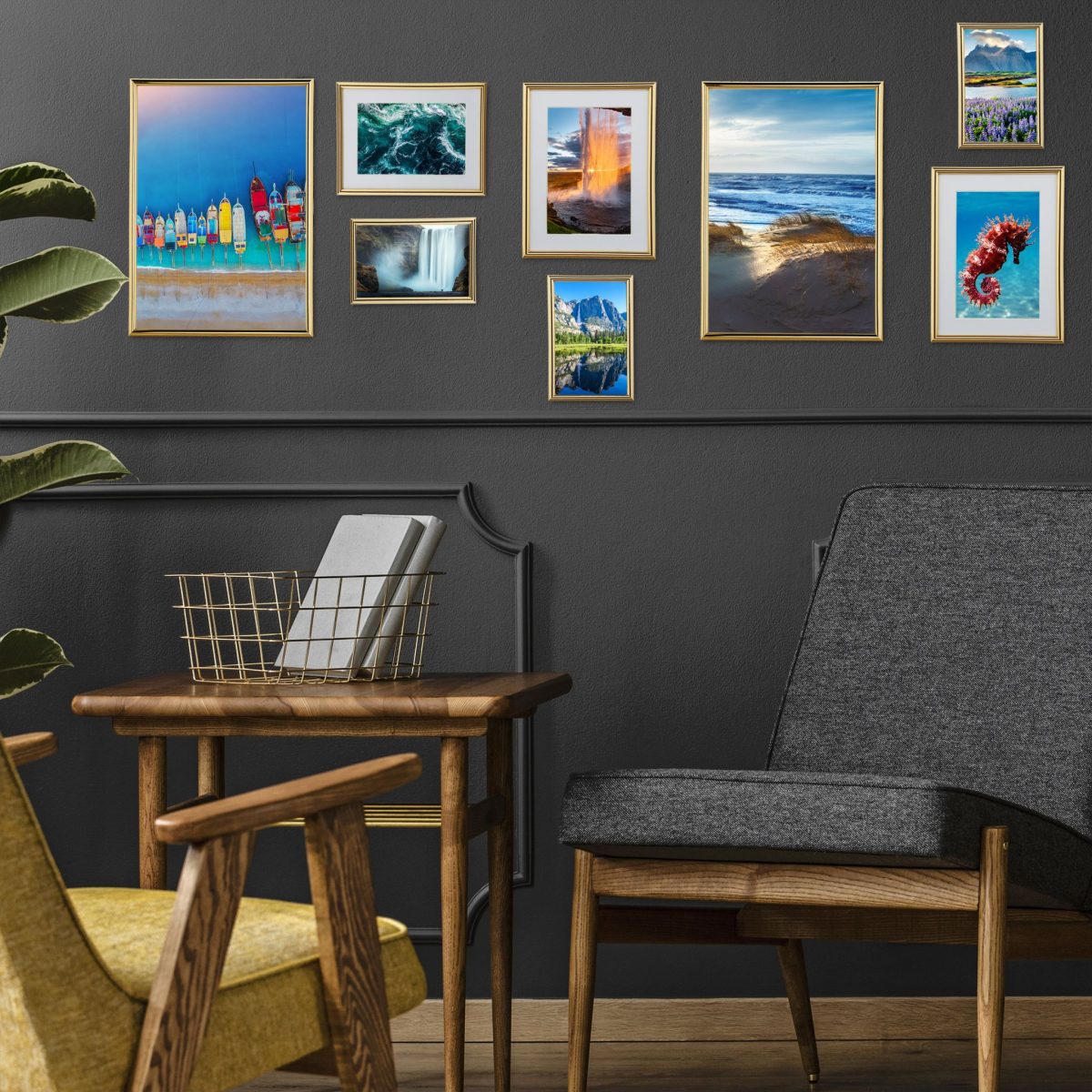 Set de 2 rame pentru fotografii 15 x 20 cm, aurii, Relaxdays - imagine 3