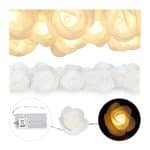 Ghirlanda luminoasa, LED, trandafiri albi, 20 becuri, 3,3 m
