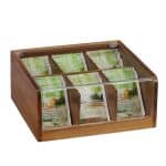 Cutie ceai 6 compartimente, din lemn, 9,5 x 22 x 20,5 cm, maro