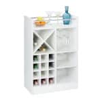 Suport sticle de vin, Kraftpunkt®, pentru 22 sticle, cu 3 suporturi pentru 18 pahare, cu raft, alb, 96 x 63 x 35 cm