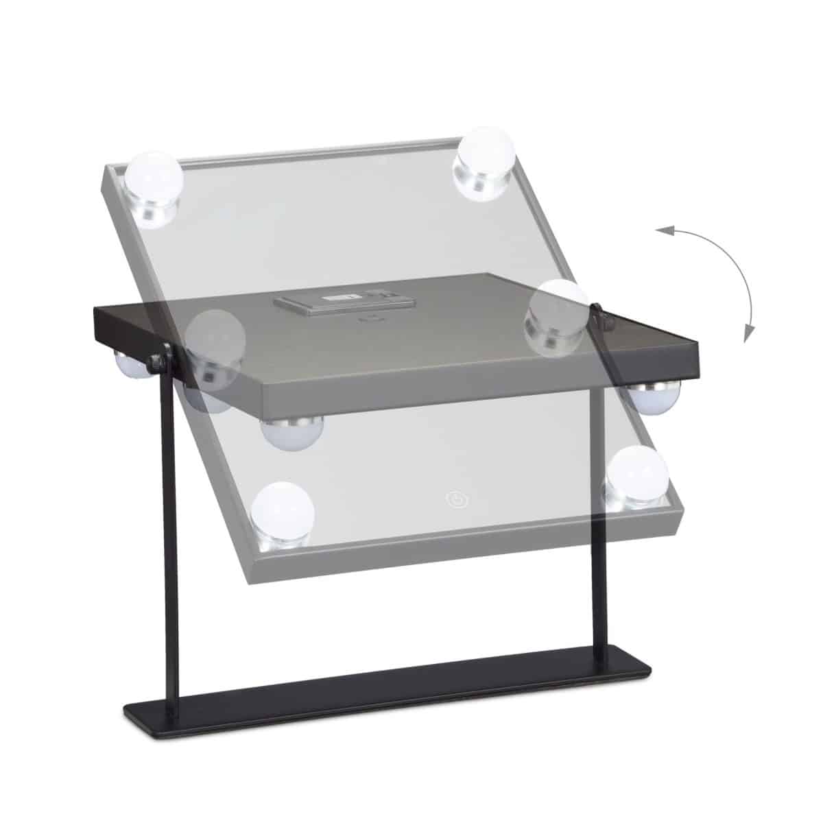 Oglinda cosmetica cu LED, control tactil, 3 niveluri de luminozitate, negru - imagine 7