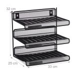 Organizator metalic, de birou/perete, 3 compartimente, negru 32 x 33 x 25 cm - imagine 4
