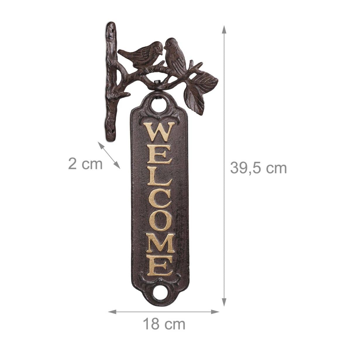 Decor perete "Welcome", dimensiuni 39,5 x 18 x 2 cm, Relaxdays - imagine 4