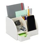 Organizator de birou cu 5 compartimente, alb, Relaxdays