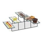 Set platouri si suport prajituri, 5 farfurii, sticla, 17,5 x 46 x 24,5 cm