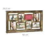Colaj rama foto, model Vintage, 8 poze, 39,5 x 68 x 3 cm, gold, Relaxdays