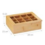 Cutie cu 12 compartimente pentru plicurile de ceai, din bambus, natur, 9 x 28 x 23 cm - imagine 4