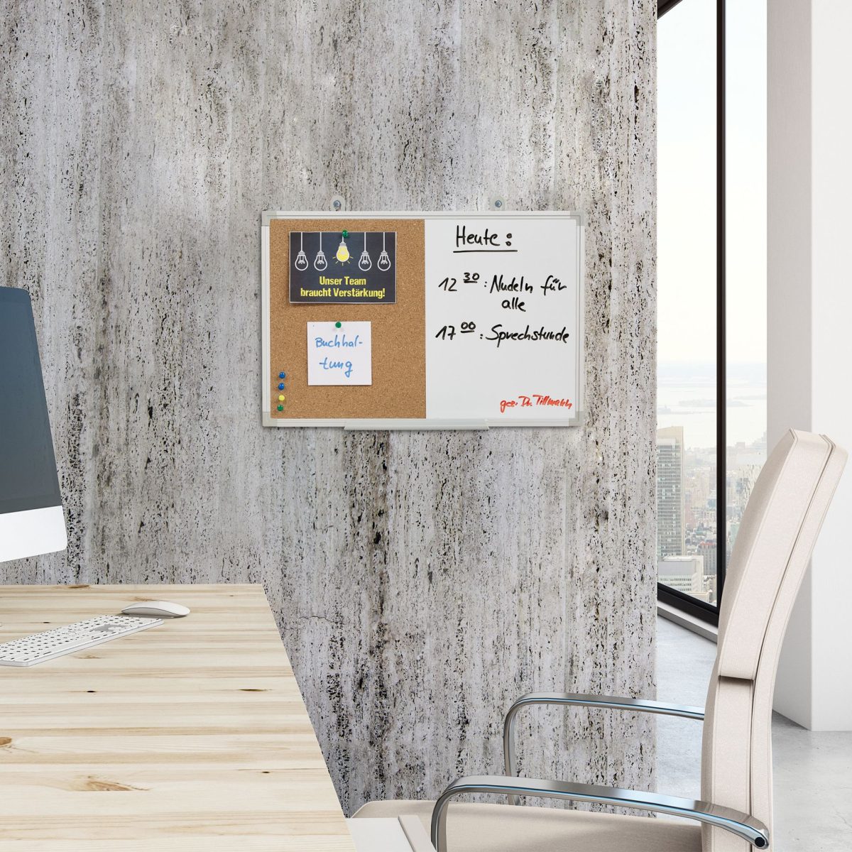Tabla 2in1, panou pluta si whiteboard, 30 x 45 cm, Relaxdays - imagine 2
