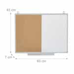 Tabla 2in1, panou pluta si whiteboard, 45 x 60 x 7 cm, Relaxdays - imagine 4