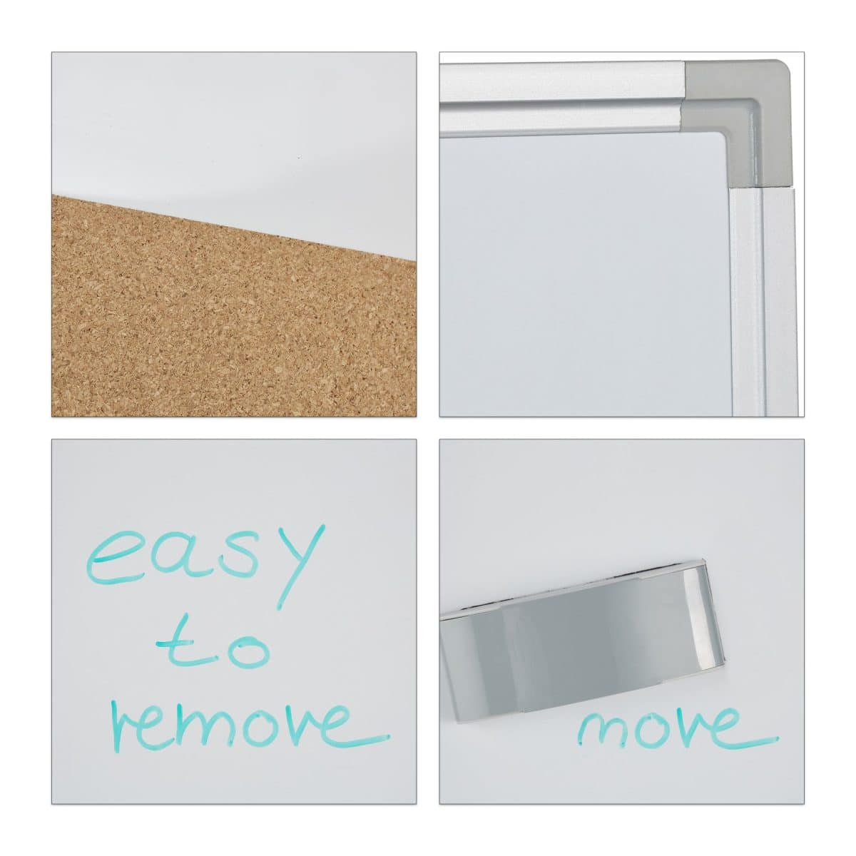 Tabla 2in1, panou pluta si whiteboard, 45 x 60 x 7 cm, Relaxdays - imagine 7