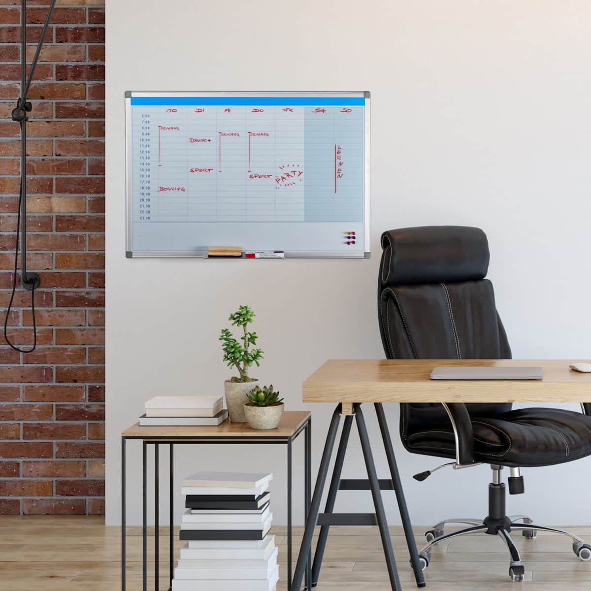 Planificator saptamanal/ore, Whiteboard, magnetic, suport accesorii, 60 x 90 x 5 cm - imagine 2