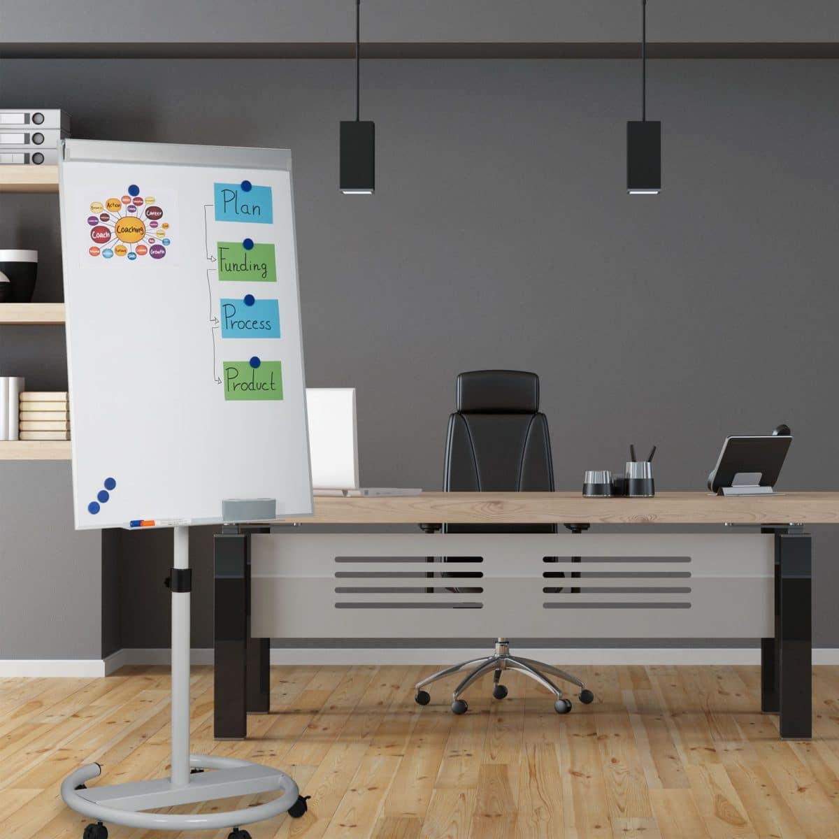 Tabla 2in1 mobila, whiteboard si flipchart, reglabila, 100 x 70 cm, Relaxdays - imagine 2
