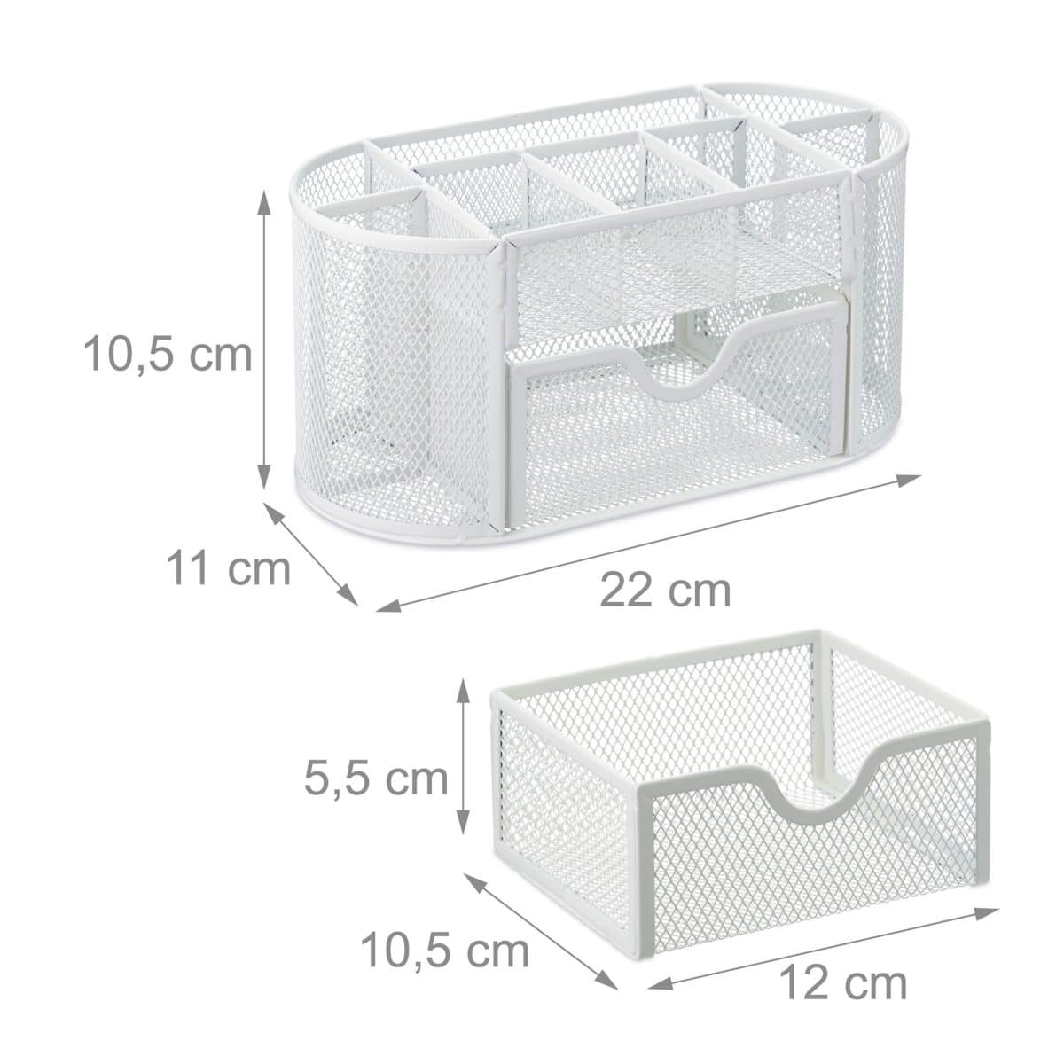 Organizator metalic pentru birou, 9 compartimente, sertar, alb, 10,5 x 22 x 11 cm - imagine 4