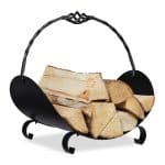 Suport lemne pentru soba sau semineu, 42,5 x 43,5 x 30 cm, negru