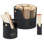 Set 3 suporturi pentru lemne, otel, negru