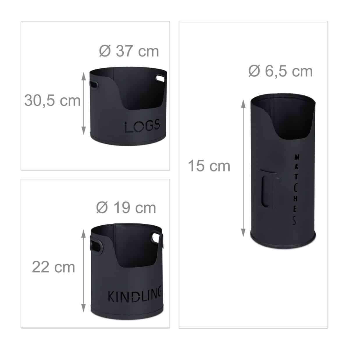 Set 3 suporturi pentru lemne, otel, negru - imagine 4