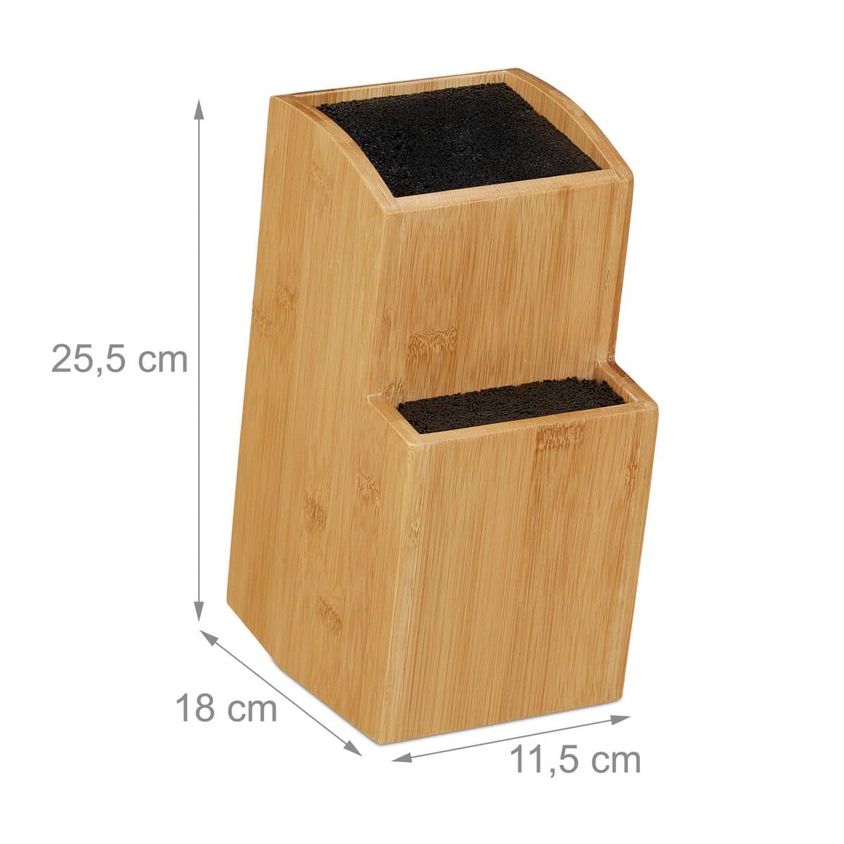 Bloc de cutite gol din bambus, 25,5 x 11,5 x 18 cm, natur - imagine 4
