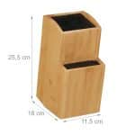 Bloc de cutite gol din bambus, 25,5 x 11,5 x 18 cm, natur - imagine 4
