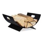Suport lemne pentru soba sau semineu, 18,5 x 40,5 x 33 cm, negru