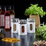 Set 12 recipiente pentru condimente, inox, 8,5 x 5 cm, alb - imagine 3