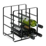 Suport metalic pentru sticle de vin, capacitate 9 sticle, design industrial modern, negru, Relaxdays