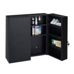 Dulap pentru medicamente XXL, 11 compartimente, inchidere magnetica, otel, negru,  53,5 x 53 x 19 cm