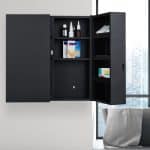 Dulap pentru medicamente XXL, 11 compartimente, inchidere magnetica, otel, negru,  53,5 x 53 x 19 cm - imagine 2