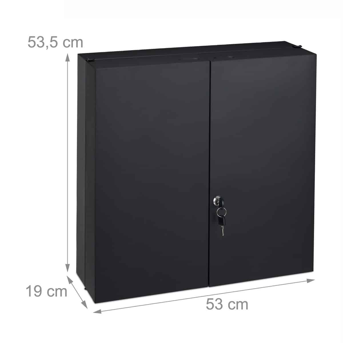 Dulap pentru medicamente XXL, 11 compartimente, inchidere magnetica, otel, negru,  53,5 x 53 x 19 cm - imagine 4
