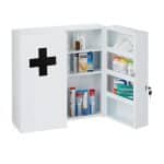 Dulap pentru medicamente XXL, 11 compartimente, inchidere magnetica, otel, alb/negru, 53,5 x 53 x 19 cm