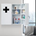 Dulap pentru medicamente XXL, 11 compartimente, inchidere magnetica, otel, alb/negru, 53,5 x 53 x 19 cm - imagine 2