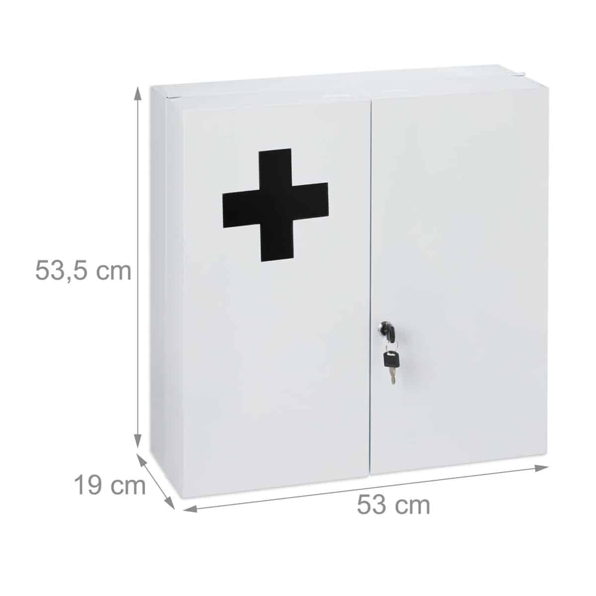 Dulap pentru medicamente XXL, 11 compartimente, inchidere magnetica, otel, alb/negru, 53,5 x 53 x 19 cm - imagine 4