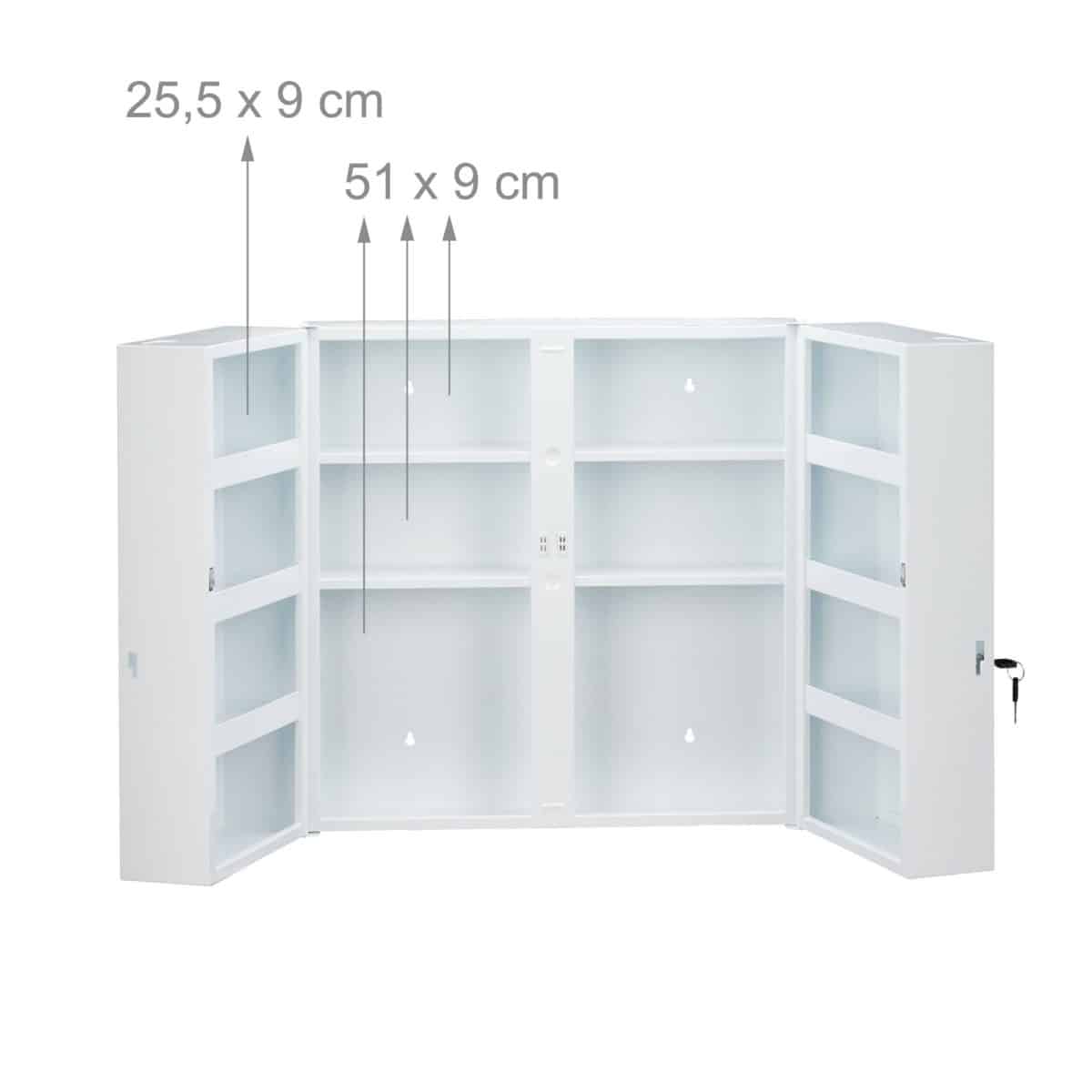 Dulap pentru medicamente XXL, 11 compartimente, inchidere magnetica, otel, alb/negru, 53,5 x 53 x 19 cm - imagine 5