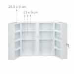 Dulap pentru medicamente XXL, 11 compartimente, inchidere magnetica, otel, alb/negru, 53,5 x 53 x 19 cm - imagine 5