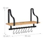 Raft de perete pentru bucatarie, carlige, 26, 5 x 43 x 18 cm - imagine 5