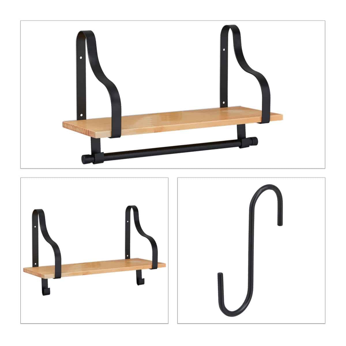 Raft de perete pentru bucatarie, carlige, 26, 5 x 43 x 18 cm - imagine 2