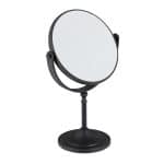 Oglinda cosmetica cu 2 fete, rotire 360°, cadru fier, negru