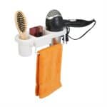 Suport adeziv organizator pentru baie, de perete, suport uscator de par, plastic, 9 x 30 x 10,5 cm