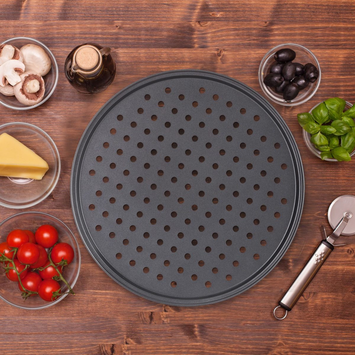 Set 3 tavi pentru pizza Relaxdays, negru, 1 x 32 cm - imagine 2