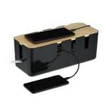 Organizator de cabluri, cutie, negru, 11,5 x 30,5 x 12,5 cm, Relaxdays