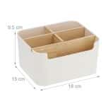 Organizator de birou/cosmetice cu 5 compartimente, alb, 9,5 x 18 x 15 cm - imagine 3