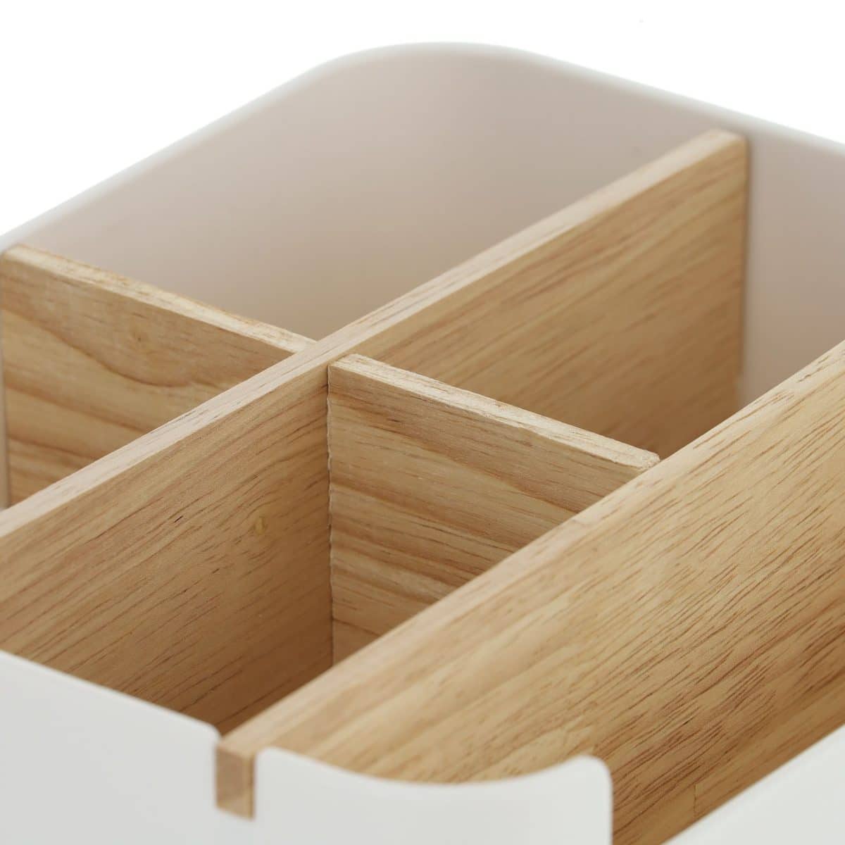 Organizator de birou/cosmetice cu 5 compartimente, alb, 9,5 x 18 x 15 cm - imagine 6