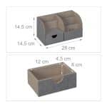 Organizator de birou/cosmetice, 6 compartimente si un sertar, gri - imagine 4