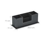 Organizator de birou/cosmetice, 4 compartimente, piele ecologica, negru - imagine 4