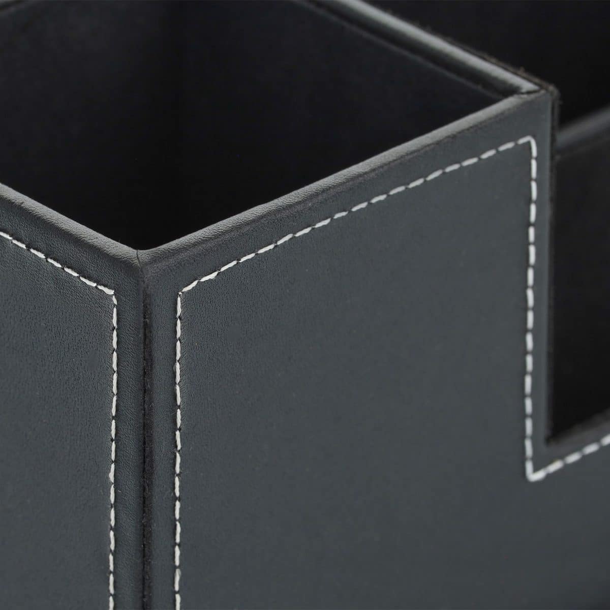 Organizator de birou/cosmetice, 4 compartimente, piele ecologica, negru - imagine 7