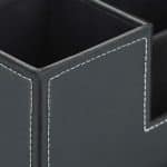 Organizator de birou/cosmetice, 4 compartimente, piele ecologica, negru - imagine 7
