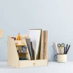 Organizator de birou, 8 compartimente si un sertar, bej, 29,5 x 33 x 24 cm - imagine 2