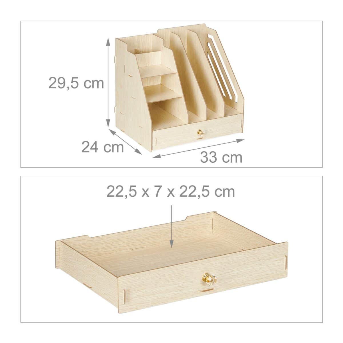 Organizator de birou, 8 compartimente si un sertar, bej, 29,5 x 33 x 24 cm - imagine 4